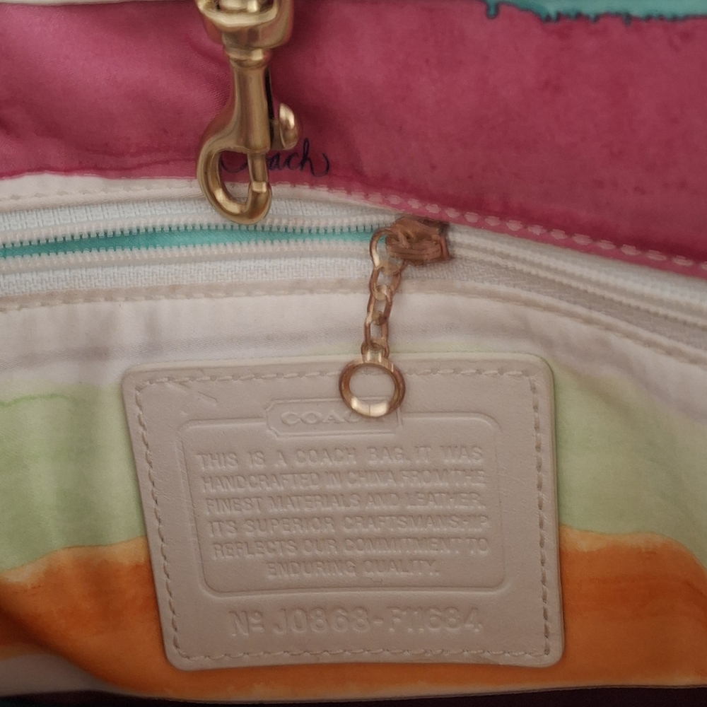 Coach White and Tan Tote Bag - Picture 5 of 10